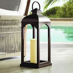 Member's Mark 28" Copper Iron Lantern with Plastic Pillar Candle