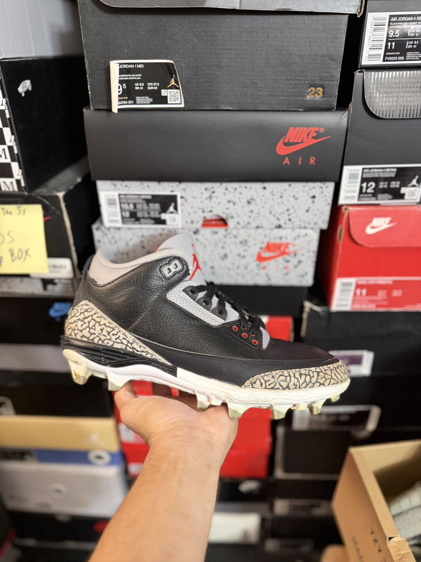 Jordan 3 Mid TD Black Cement size 10.5 (Football/Baseball) USED But Clean