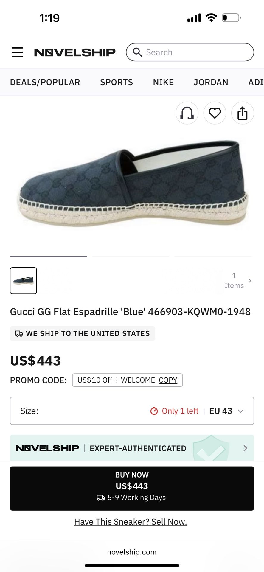 BRAND NEW GUCCI MENS SIZE 11
