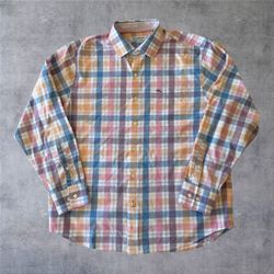 Tommy Bahama Sarasota Stretch Shirt Mens L Large Plaid Coolmax Long Sleeve Marlin