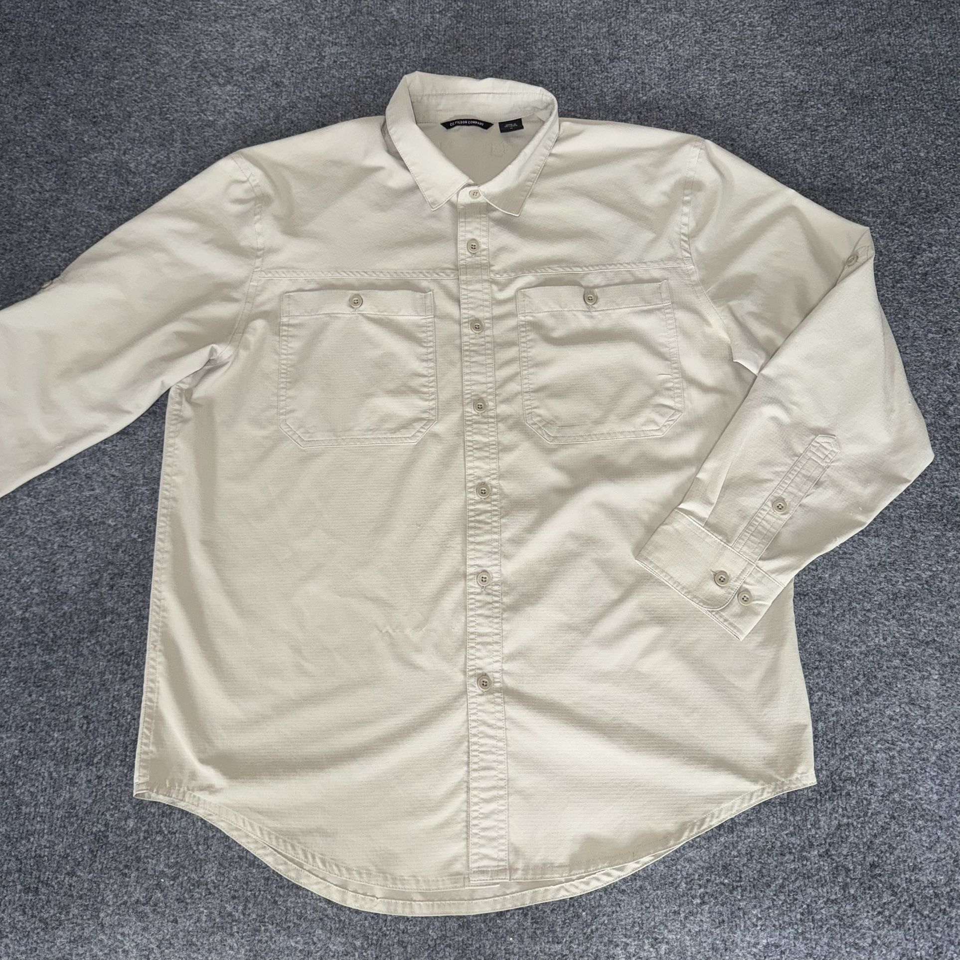 CC Filson Ultra Light Fishing Shirt Mens M Sandbar Long Sleeve Button Up Outdoor