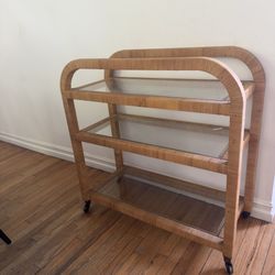 Heavy Rattan Bar Cabinet with Glass Shelves