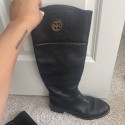 Black Leather Tory Burch Riding Boots Size 6