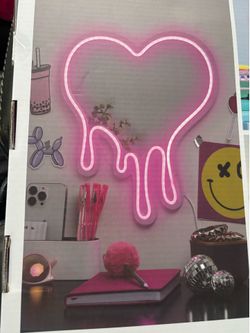 Mirror melting heart neon light