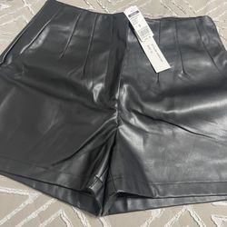 New Black Leather Shorts 