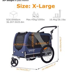 DOGGYHUT® Premium Large/XL Pet Bike Trailer & Stroller for Large Sized Dog or Multiple Small Dog