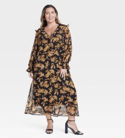 Women’s Long Sleeve Sheer Máximo dress- A New Day