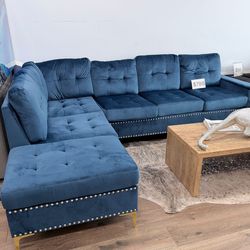 Blue Velvet Sofa Sectional