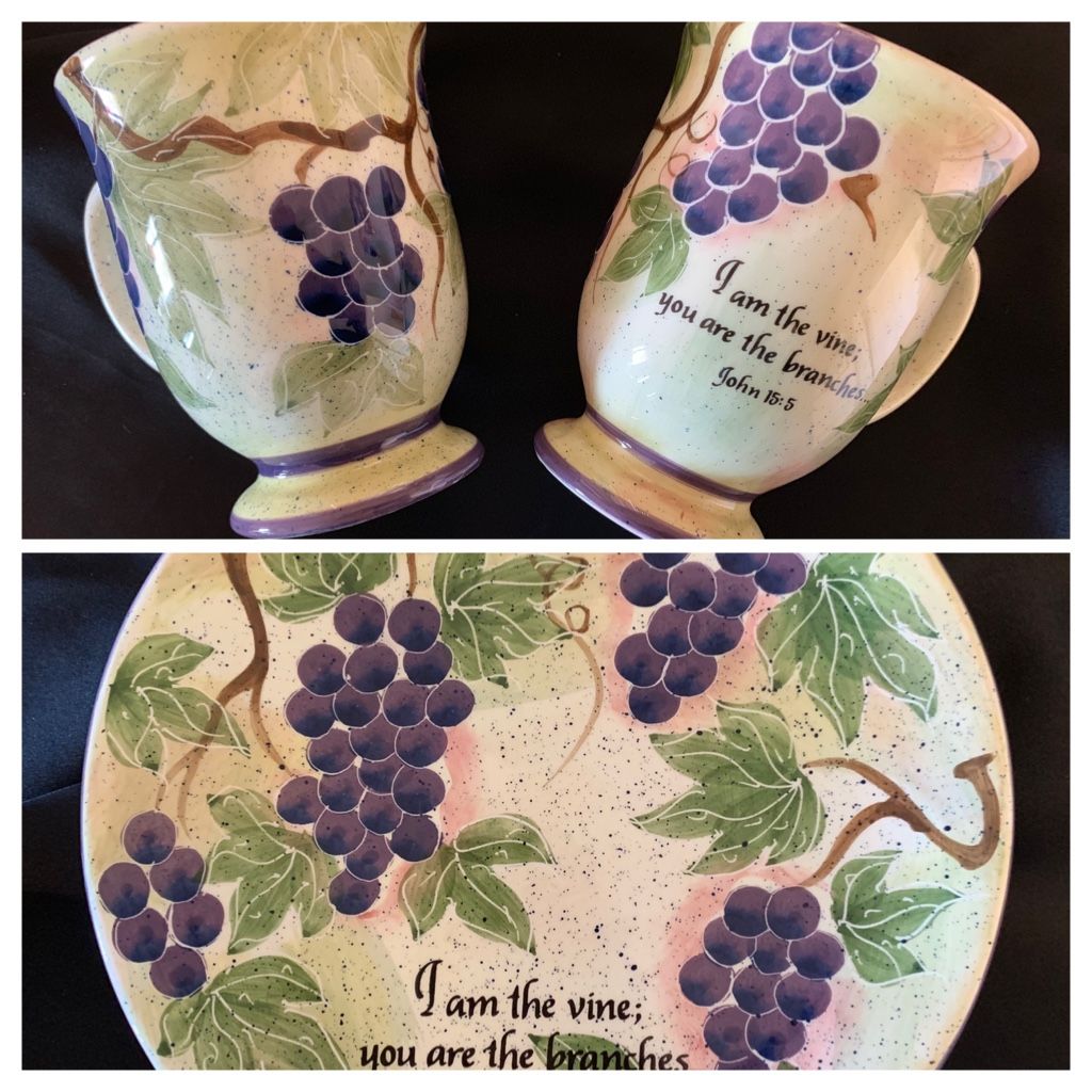 JULIE UELAND FRUIT PLATES & MUGS - JOHN 15:5 BIBLE SCRIPTURE