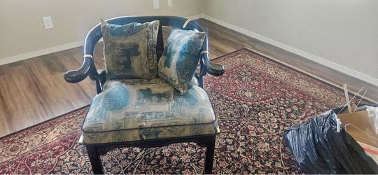 Vintage Black & Gold Regency-Style Armchair