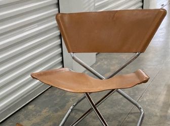 Mid-century modern Erik Magnussen Z Down Leather and Chrome Chair 1960s Original 1st production Rare saddle leather  Denmark