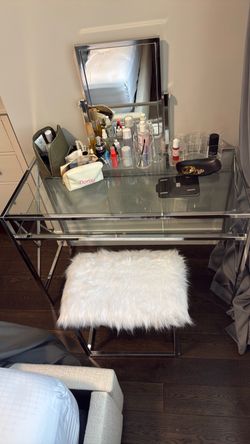 Glass and metal make up vanity