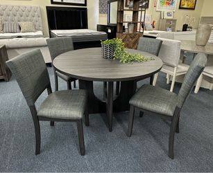 Round dark grey 5pc dining set