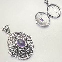 amethyst 925 opening locket 