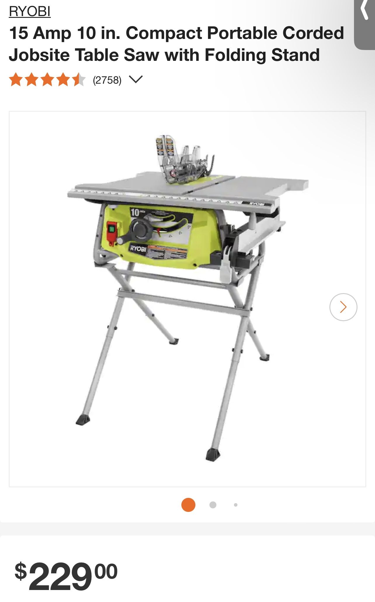 RYOBI 10in Table Saw