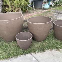 Ceramic Brown Pots-($205 set of 4)
