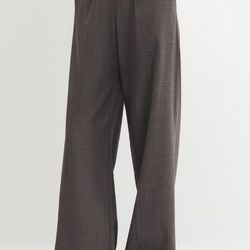 Fabrique cotton-polyester soft and draping fine-spun silk and wool blended wide-leg pants for women, summer 2025