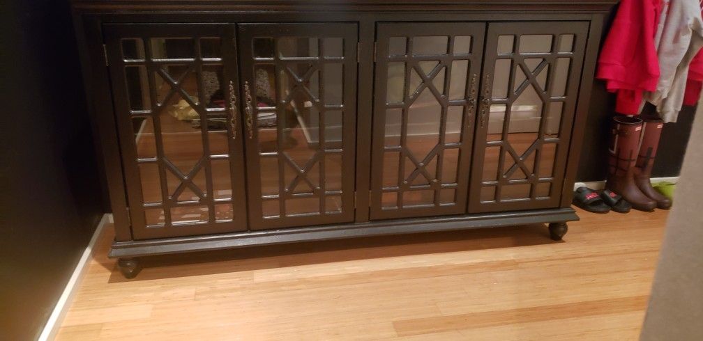 Black Wood Sofa Curio Cabinet 