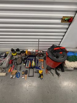 Huge Garage & Workshop Tool Lot – Brooms, Shop Vac, Painting Gear, Storage & More!