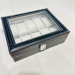 Watch Box Organizer, 12-Slot Watch Case with Large Glass Lid, Removable Watch Pillows, Gift for love