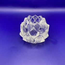 Orrefors Sweden Crystal Firefly Artichoke Nimbus Votive Candle Holder Signed “Of” 2.5”Tall