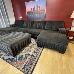 Gray Double Chaise Sectional Couch 