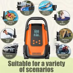 New In Box 50PSI Paddle Board Pump, Electric High Pressure SUP Pump, Dual Stage Inflation & Deflation, Auto-Off, Portable Sup Air Pump, 12V DC Car Con