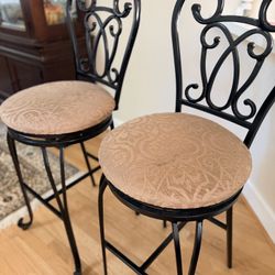 Black Metal Swivel Bar Stools- Pair 