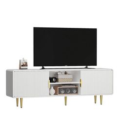White Fluted Tv Stand - SY57