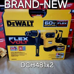 DEWALT
FLEXVOLT 60V MAX Cordless Brushless 1-9/16 in. SDS MAX Combination Rotary Hammer and (2) FLEXVOLT 9.0Ah Batteries