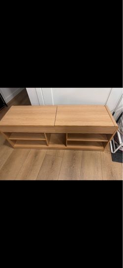 Modern Wooden Storage Bench with Shelves – Entryway Shoe Organizer