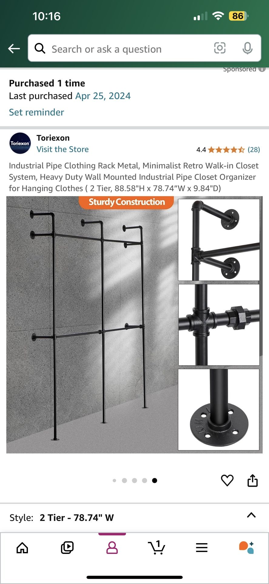 CLOSET RACK WALL MOUNTED