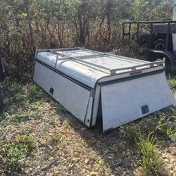 White Camper Shell With Built In Toolbox And Ladder Rack 