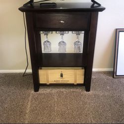 Table With Wine Glass Rack