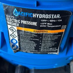 Pacific Hydrostar Pressure Washer 1650 Psi For Sale