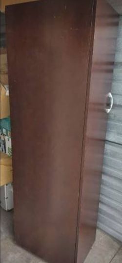 Tall Wooden Wardrobe Closet Cabinet with Hanging Rod, For Home or Offi