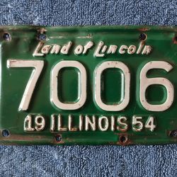 Vintage 1954 Illinois motorcycle license plate