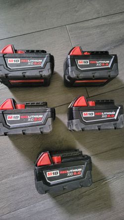 Milwaukee M18 XC5.0 Batteries Pack of 5