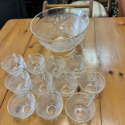 Glass Punch Sets With 11 Cups 