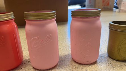 36 Painted Ball Mason Jars – Pink, Peach & Gold – Wedding/Event Centerpieces