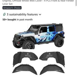 Hooke Road Wrangler JL Aluminum Inner Fender Liners for 2018-2026 Jeep Wrangler JL 2/4 Doors (Exclude Rubicon 3.6L Engine), Offroad Wheel Well Cover -