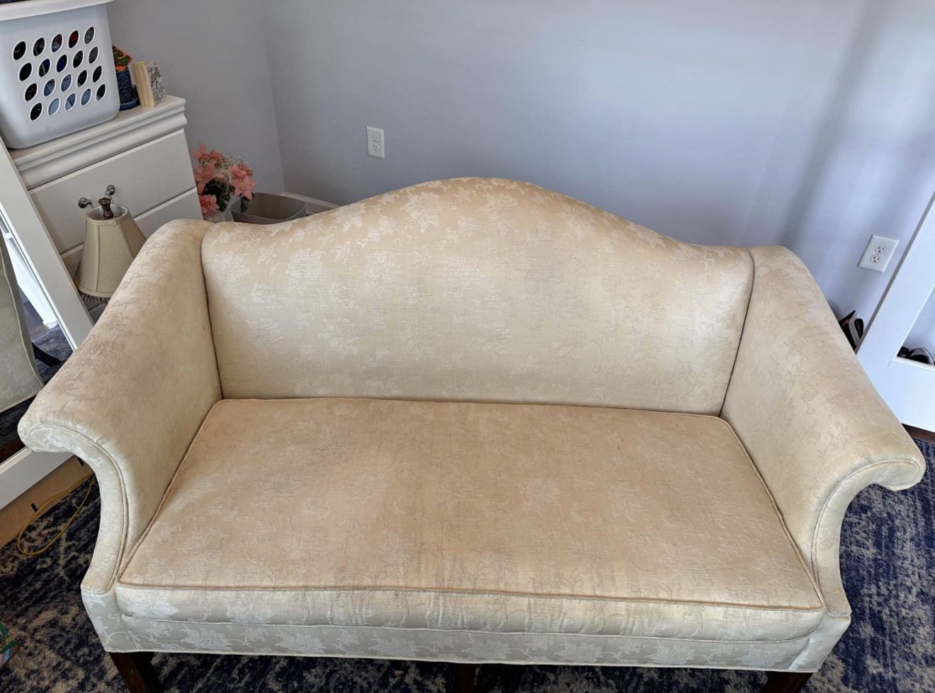 Antique Mid Century Traditional Camelback Sofa