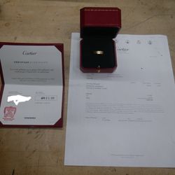   CARTIER WEDDING BAND 18KT YELLOW GOLD 6.7 GRAMS SIZE 9 WITH CERTIFICATE. WITH  RECEIPT. 882117-1. 