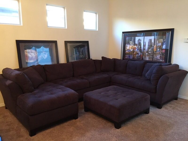 Cindy Crawford Metropolis Slate 4pc sectional microfiber sofa