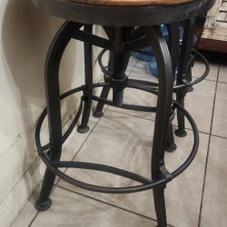 Wood Metal Stools Adjustable Up Or Down To Fit Any Counter 