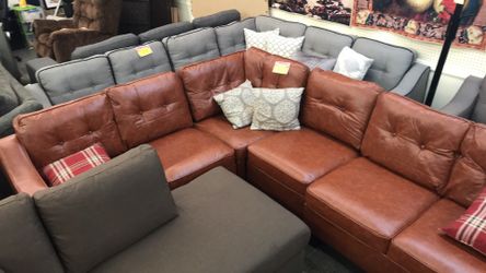 Light brown leather sectional