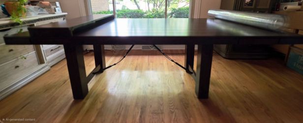 Beautiful Modern Farmhouse Dining Table, Dark Brown, like NEW, extensión to 108''. No chairs.