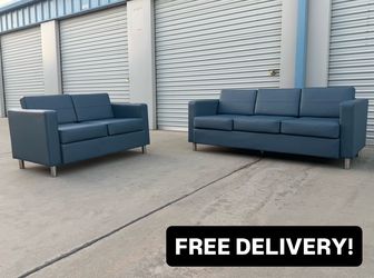 FREE DELIVERY || Office Sofa & Loveseat Leather Couch Set
