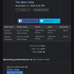 The Mars Volta revolution Hall SOLD OUT!