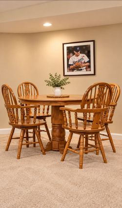 Bar Height Round Pedestal Dining Table with 4 Chairs